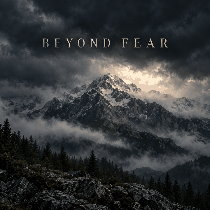 Animated mountain landscape beneath storm clouds
